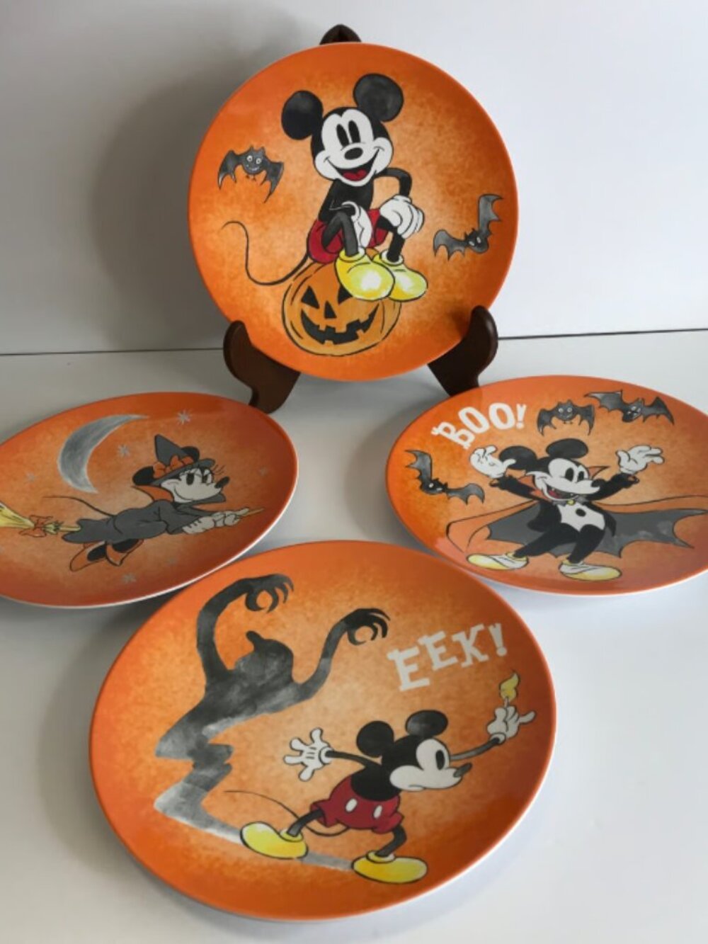 Pottery Barn Kids Mickey Mouse and Minnie Mouse Halloween Melamine Plates